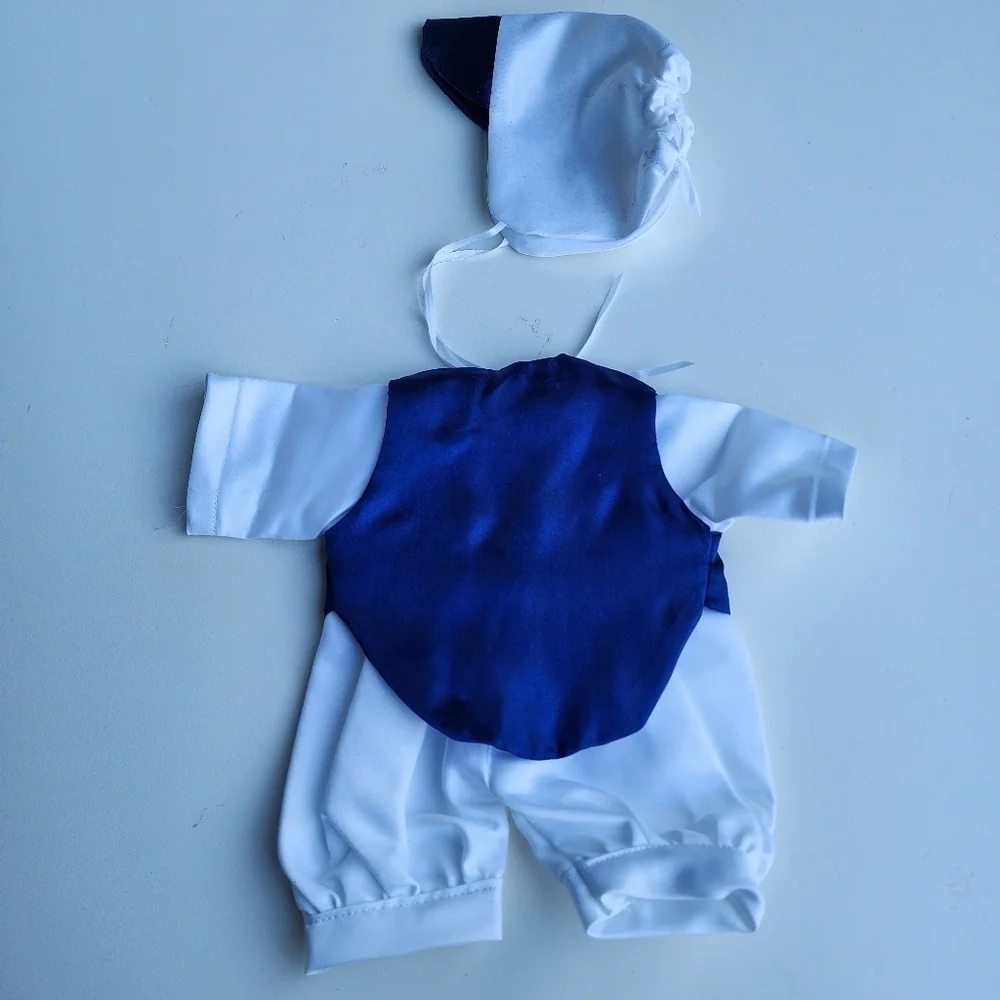 Newborn Girl Boys White Blue Gray Silky Christening Baptism Outfit Hat Doll